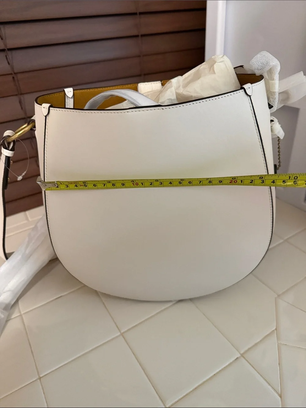Coach Cream Crossbody Saddle Bag with Wide Strap